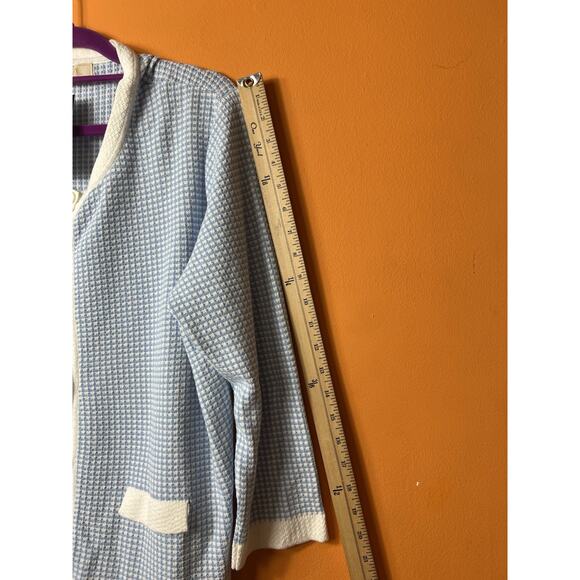 Cia de Moda Women's Cardigan Sweater Size LG Blue White Gingham Long Sleeve NWT - Picture 11 of 11